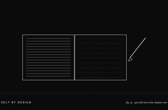 Line drawing of an open book with the left page densely written and the right page blank with a pen poised over it, illustrating that your upbringing is not your fault but the rest is yours to write